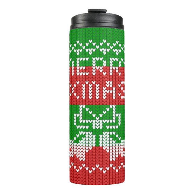 Garrafa Térmica Fios de jingelas com estrutura de suéter febril (Frente)