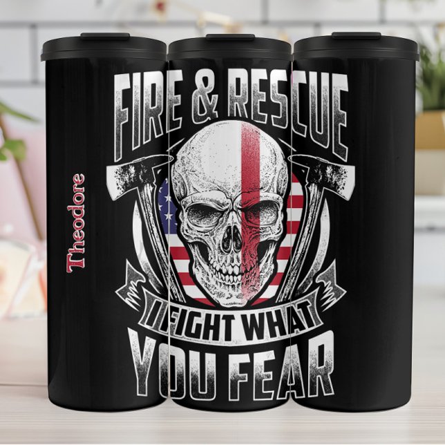 Garrafa Térmica Fire Rescue Skull Design (Criador carregado)