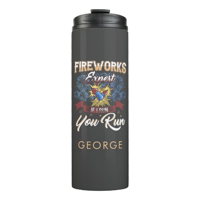 Garrafa Térmica Fireworks Expert Run If I Run Pai Personalizado (Frente)