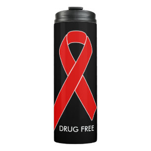 Garrafa Térmica Fita vermelha da consciência + sua mensagem