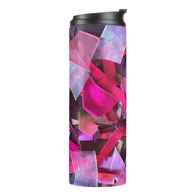 Garrafa Térmica Fitas roxas roxas de efeito 3D moderno (Giro à esquerda)