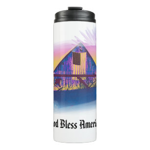 Garrafa Térmica *~* Flag American Old Barn DEUS ABENÇOE AMERICA AP