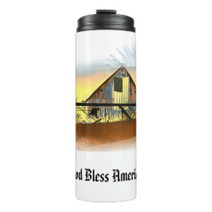 Garrafa Térmica *~* Flag American Wood Barn DEUS ABENÇOE AMERICA A