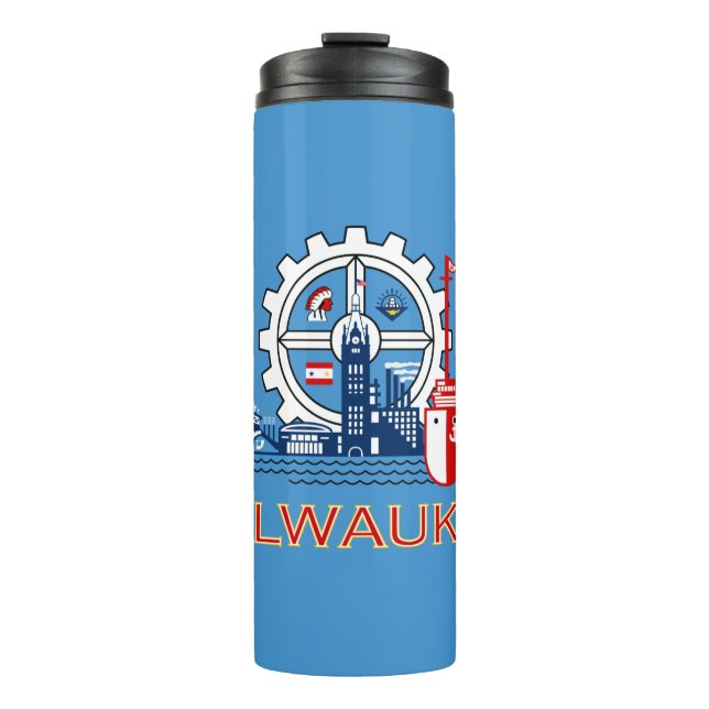 Garrafa Térmica Flag of Milwaukee, Wisconsin Thermal Tumbler (Frente)