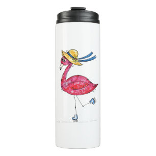 Garrafa Térmica Flamingo, branco e branco, cor-de-rosa, em Skates
