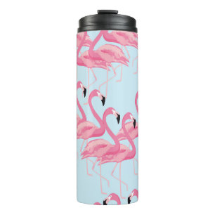 Garrafa Térmica Flamingo Flock: Impressão Tropical Vintage
