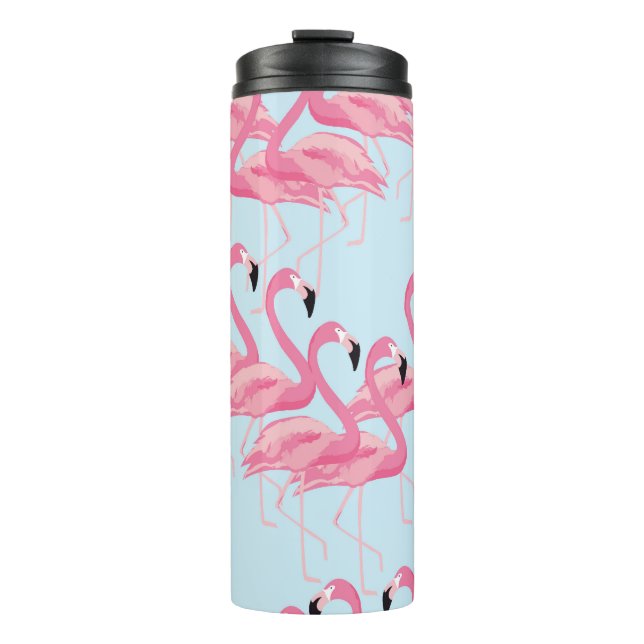 Garrafa Térmica Flamingo Flock: Impressão Tropical Vintage (Frente)