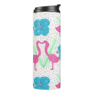 Garrafa Térmica Flamingo Fun Impressão Colorir Tumbler Tropical