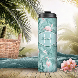 Garrafa Térmica Flamingo Orchid Tropical Pattern Teal ID868