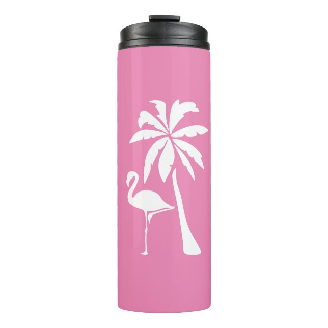 Garrafa Térmica Flamingo rosa e Palm   (Frente)