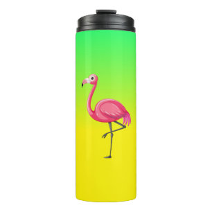Garrafa Térmica Flamingo Rosa em Estilo Cartoon