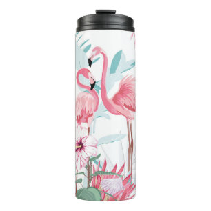 Garrafa Térmica Flamingo Rosa: Flores Exóticas Sem Olhos.