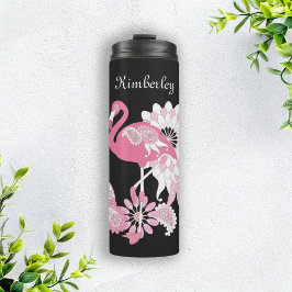 Garrafa Térmica Flamingo Rosa Preto Personalizado