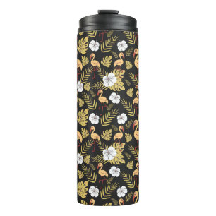 Garrafa Térmica Flamingo seamless pattern yellow and white flowers