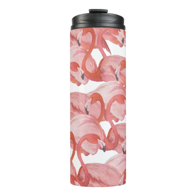 Garrafa Térmica Flamingo Watercolor: Padrão Invisível (Frente)