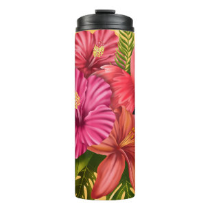Garrafa Térmica Flamingos Graciosos E Flores Tropicais