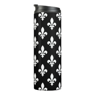 Garrafa Térmica Fleur de Lis Pattern, Royal French, branco a preto