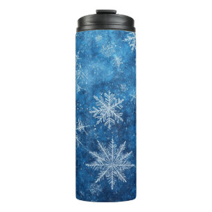 Garrafa Térmica Floco de neve de Natal Azul