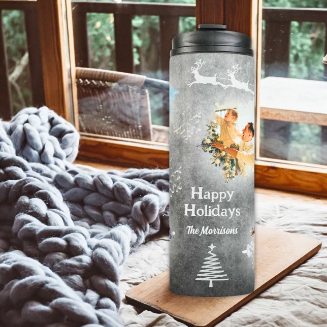 Garrafa Térmica Flocos de neve 4 Fotografias Modelo Pastel Cinza N (Criador carregado)