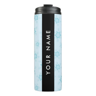 Garrafa Térmica Flocos de neve azuis, seu nome, Personalize