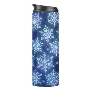 Garrafa Térmica Flocos de Neve Magia de Inverno Céu Azul Profundo