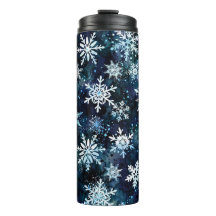 Flocos de Neve Profundo Azul Mágico Noturno