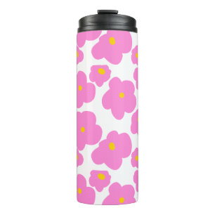 Garrafa Térmica Flor amarela rosa margarida moderna padrão elegant