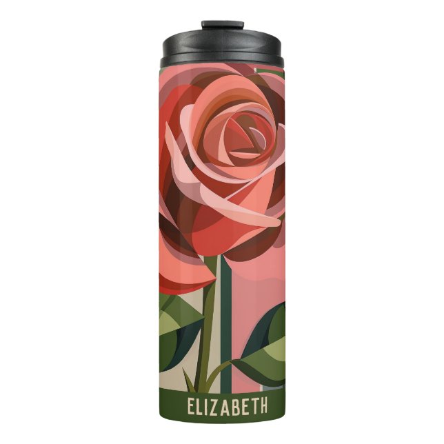 Garrafa Térmica Flor Brilhante Monograma Floral (Frente)