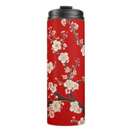 Garrafa Térmica Flor de ameixa vermelha legante