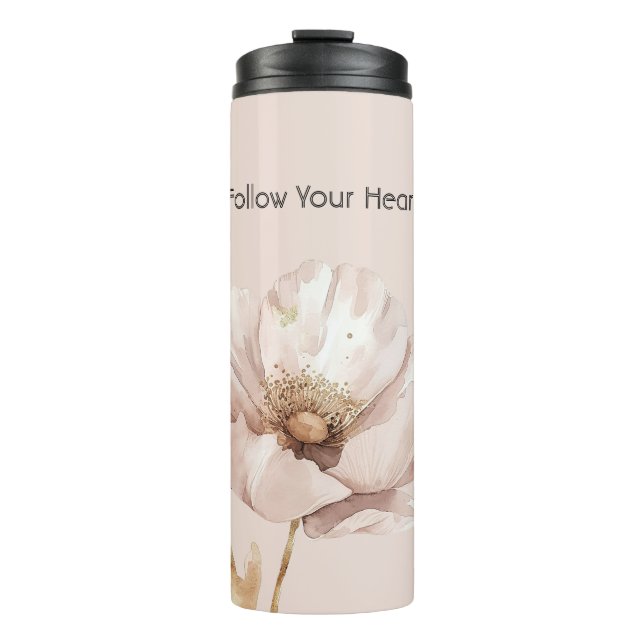 Garrafa Térmica Flor de Blush Rosa Creme (Frente)