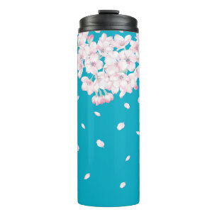 Garrafa Térmica Flor de Cerejeira Sakura Azul