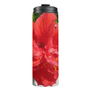 Garrafa Térmica Flor de Hibisco Duplo Vermelho