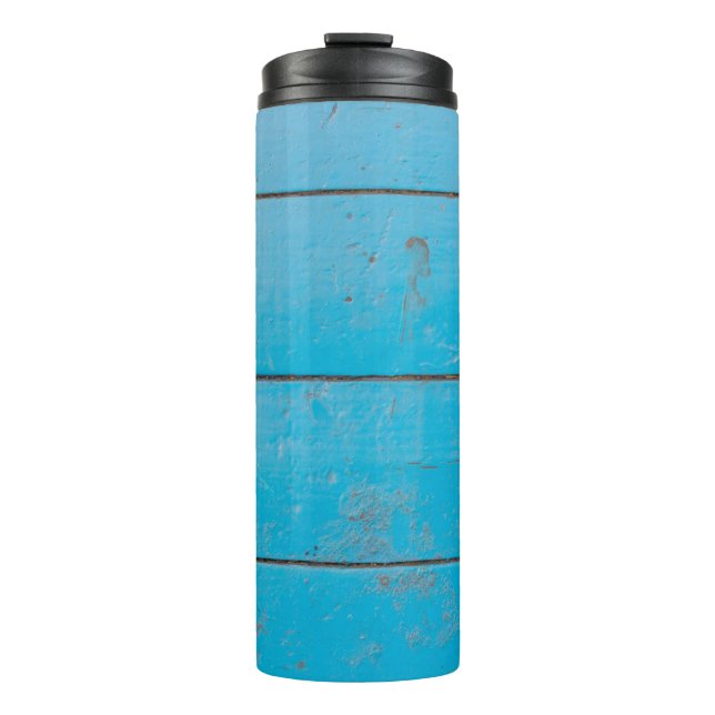 Garrafa Térmica Flor empoeirada de madeira fresca de vinheta azul  (Frente)