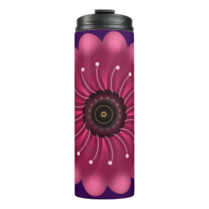 Garrafa Térmica Flor Fantasia Rosa Glowing   Floral Neon Abstrato