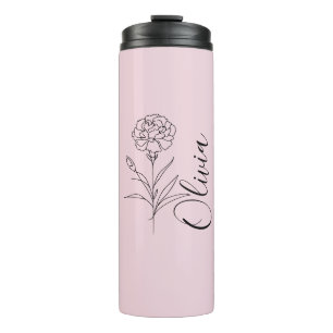 Garrafa Térmica Flor Personalizada de Nascimento do Cravo de Janei