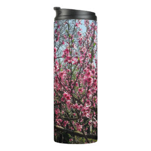 Garrafa Térmica Flor rosa Brilhante Primavera Tumbler