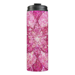 Garrafa Térmica Flor Rosa Elegante, Monograma Personalizado