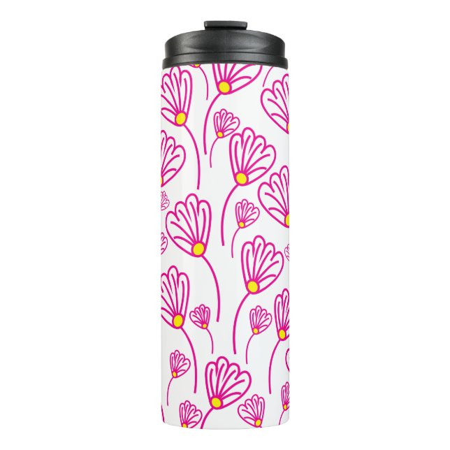 Garrafa Térmica Flor Rosa Floral (Frente)