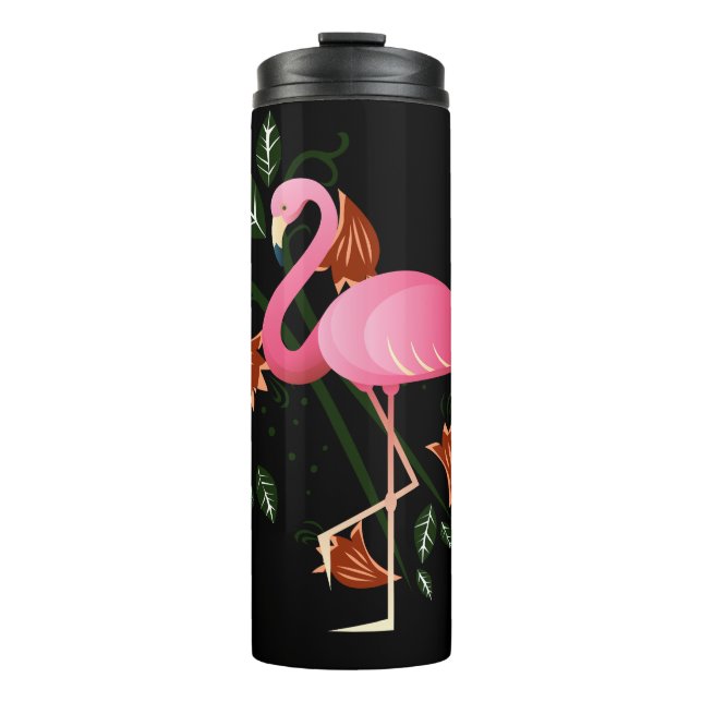 Garrafa Térmica Flor rosa-rosa primavera Verão Flamingo (Frente)
