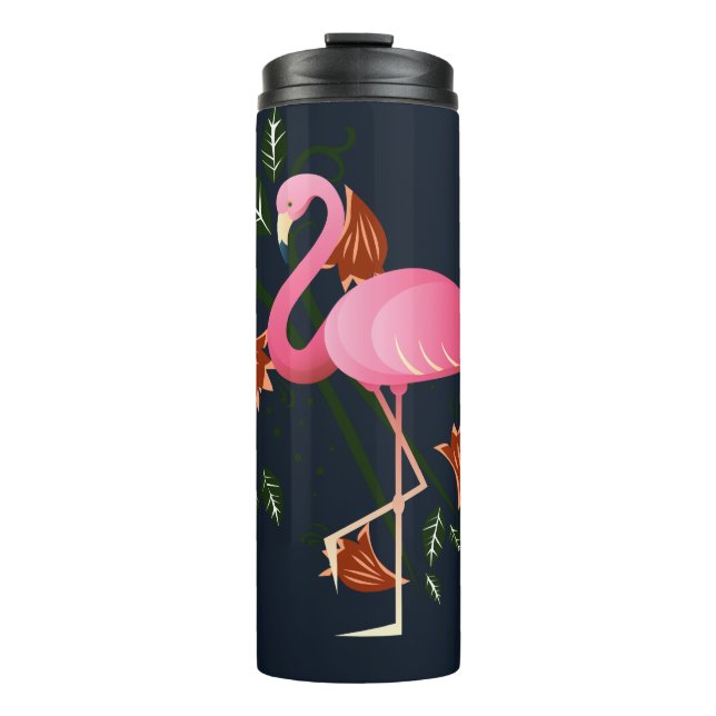 Garrafa Térmica Flor rosa-rosa primavera Verão Flamingo (Frente)