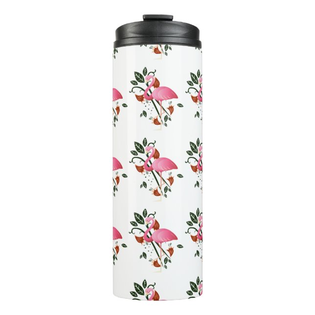 Garrafa Térmica Flor rosa-rosa primavera Verão Flamingo (Frente)