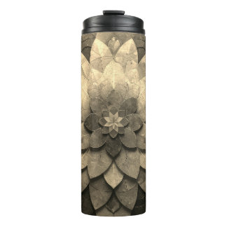 Garrafa Térmica Flor Texturizada com Mandala, Ouro antigo