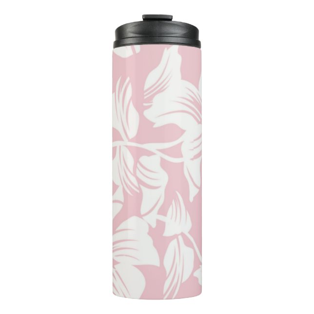 Garrafa Térmica Flor tropical rosa e branca (Frente)