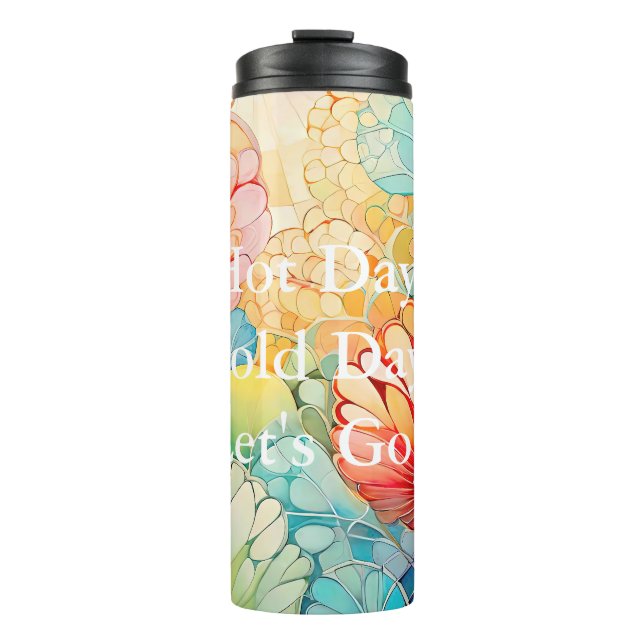 Garrafa Térmica Flora 5 Floral Pastel Tumbler Térmico (Frente)