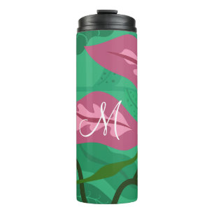 Garrafa Térmica Flora Colorida e Fuchsia Profunda em Verde