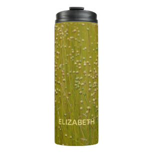 Garrafa Térmica Florais verdes multicoloridos personalizados