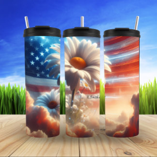 Garrafa Térmica Floral American Flag Dreamscape
