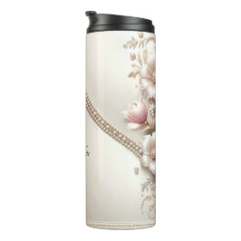 Garrafa Térmica Floral and Pearl Embellishments