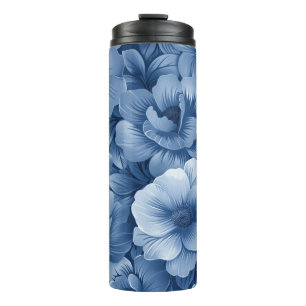 Garrafa Térmica Floral Azul Elegante