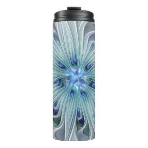 Garrafa Térmica Floral Beauty Abstrato Modern Blue Pastel Flower